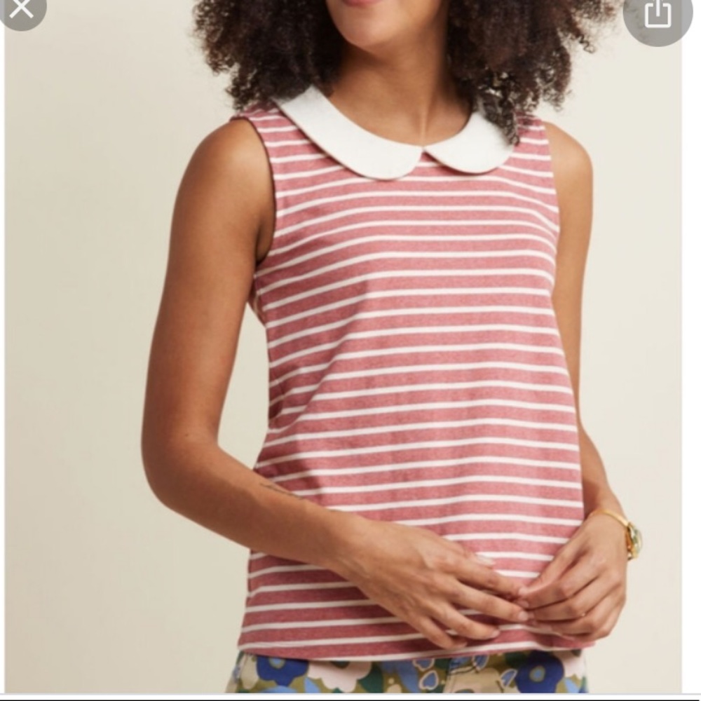 Modcloth Peter pan collar red and white top